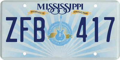 MS license plate ZFB417