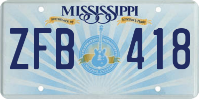 MS license plate ZFB418