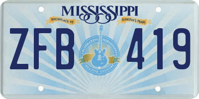 MS license plate ZFB419