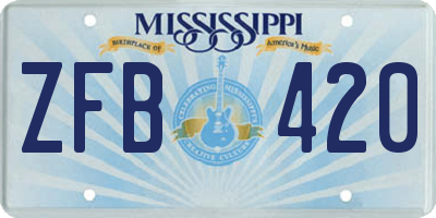MS license plate ZFB420