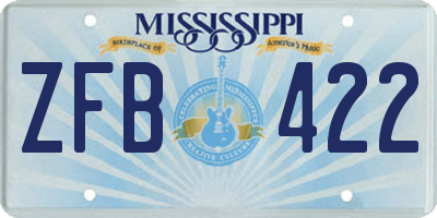 MS license plate ZFB422