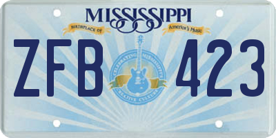 MS license plate ZFB423