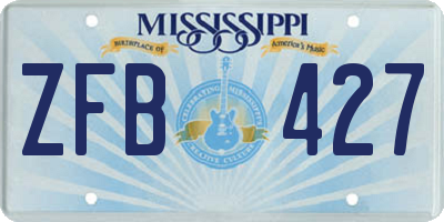 MS license plate ZFB427