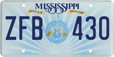 MS license plate ZFB430