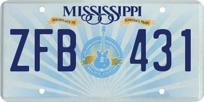 MS license plate ZFB431