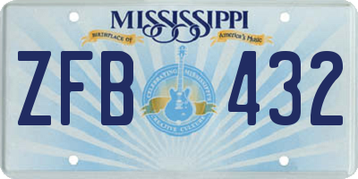 MS license plate ZFB432