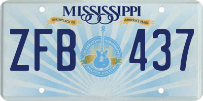 MS license plate ZFB437