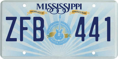 MS license plate ZFB441