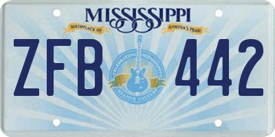 MS license plate ZFB442