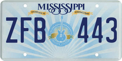MS license plate ZFB443
