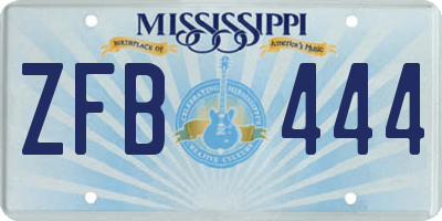MS license plate ZFB444