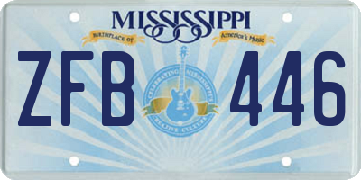 MS license plate ZFB446