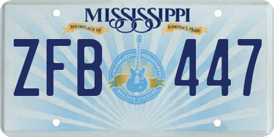 MS license plate ZFB447
