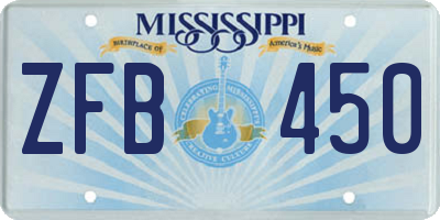 MS license plate ZFB450
