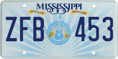 MS license plate ZFB453