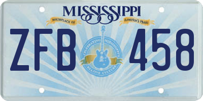 MS license plate ZFB458