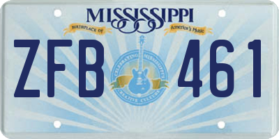 MS license plate ZFB461