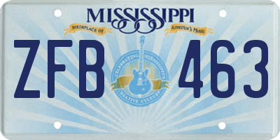 MS license plate ZFB463