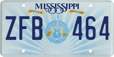 MS license plate ZFB464