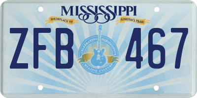 MS license plate ZFB467