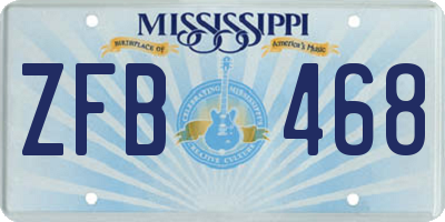 MS license plate ZFB468
