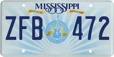 MS license plate ZFB472