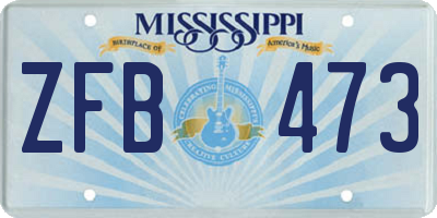 MS license plate ZFB473
