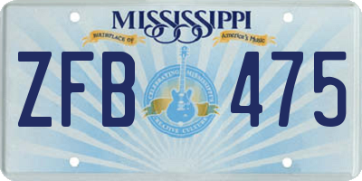 MS license plate ZFB475