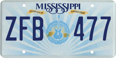 MS license plate ZFB477