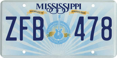 MS license plate ZFB478