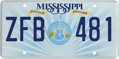MS license plate ZFB481