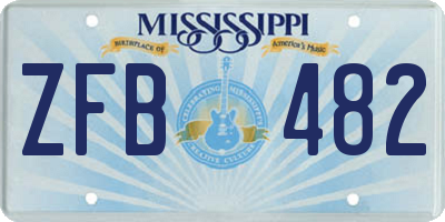 MS license plate ZFB482