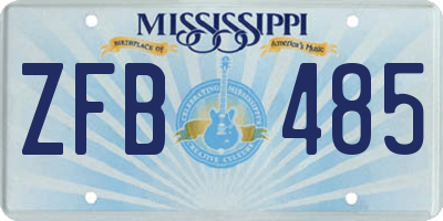 MS license plate ZFB485