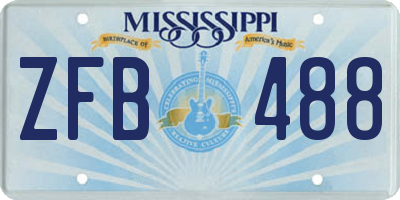 MS license plate ZFB488