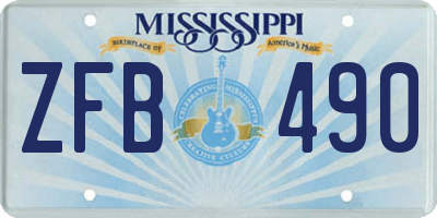 MS license plate ZFB490