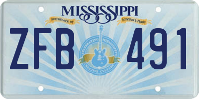 MS license plate ZFB491