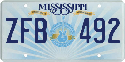 MS license plate ZFB492