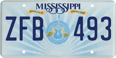 MS license plate ZFB493