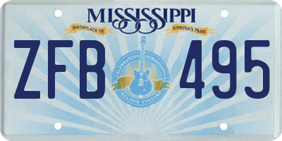 MS license plate ZFB495