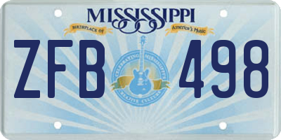 MS license plate ZFB498