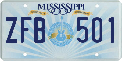 MS license plate ZFB501