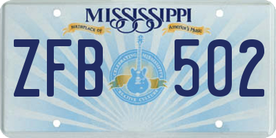 MS license plate ZFB502