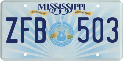 MS license plate ZFB503