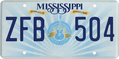 MS license plate ZFB504