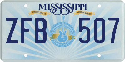 MS license plate ZFB507