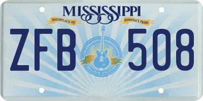 MS license plate ZFB508