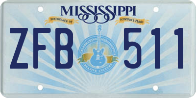 MS license plate ZFB511