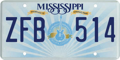 MS license plate ZFB514