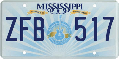 MS license plate ZFB517