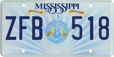 MS license plate ZFB518
